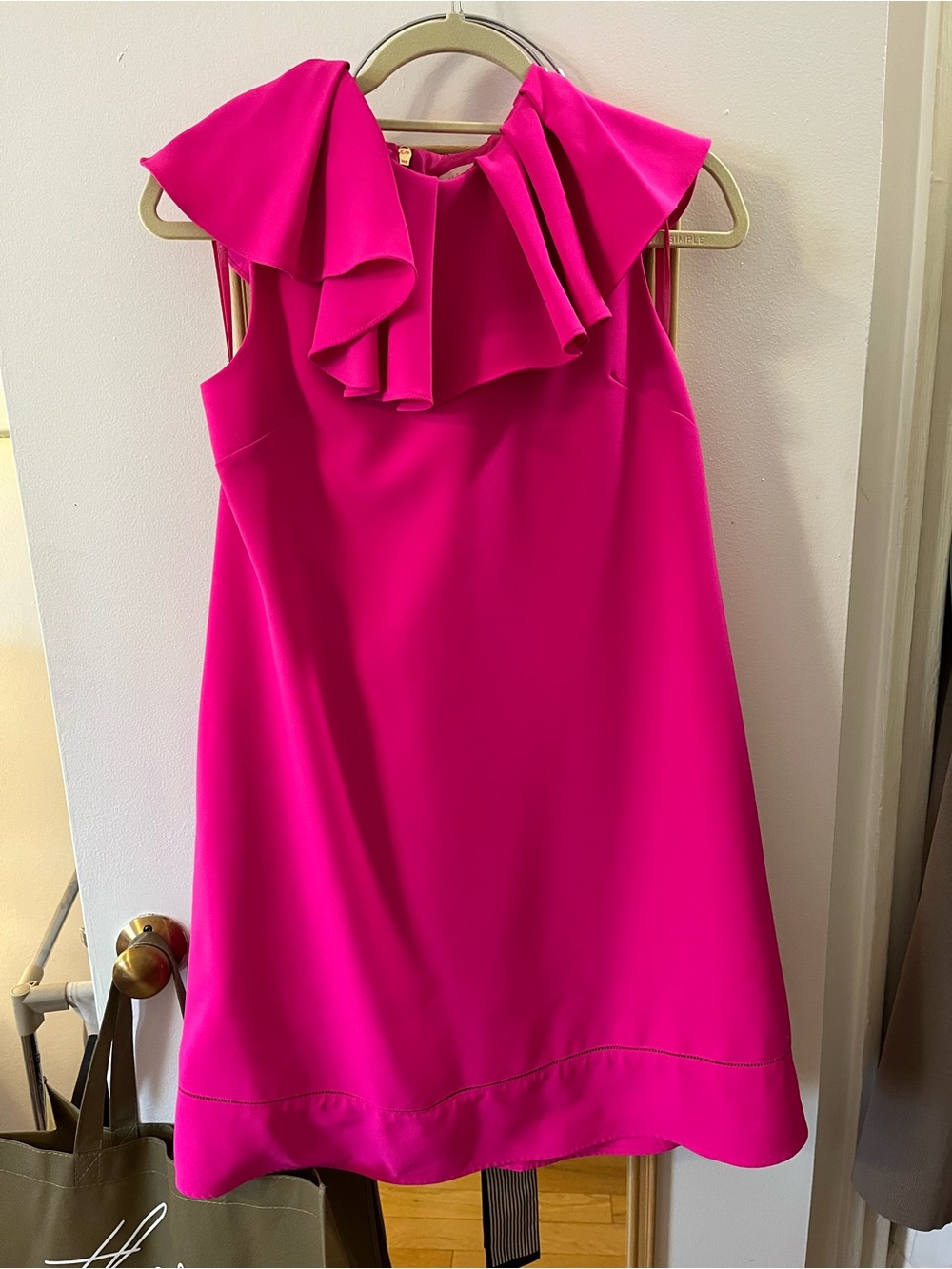 Ted Baker Vibrant Pink Ruffle-Neck Sleeveless Dress